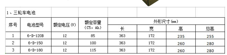 骆驼牌电动三轮车电池(图2)